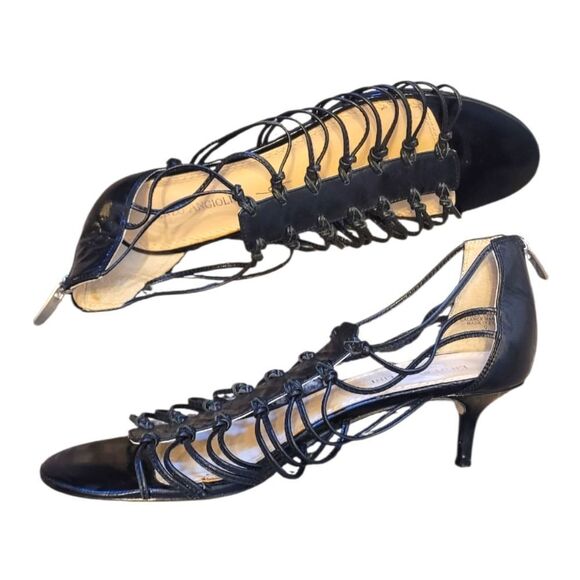 Enzo Angiolini Women's Black Strappy Y2K Kitten Heels Size 8M - Picture 2 of 7